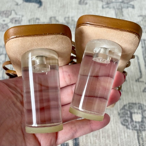 Regina Pyo Zoe Brown Leather Lucite Strappy Sandals Heels Size 36 - Picture 9 of 11